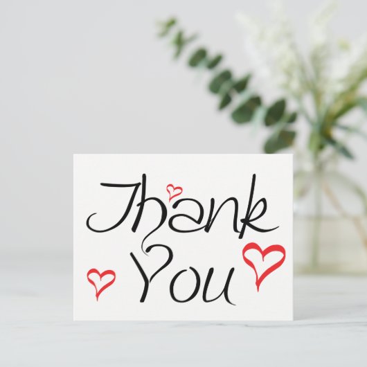 Zwart-wit Dank u Rode Liefde Hearts Briefkaart (Staand voorkant)