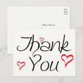 Zwart-wit Dank u Rode Liefde Hearts Briefkaart (Voorkant / Achterkant)
