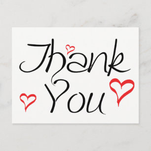 Zwart-wit Dank u Rode Liefde Hearts Briefkaart