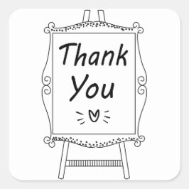 Zwart Wit Dank u Trouwfeest teken Vierkante Sticker