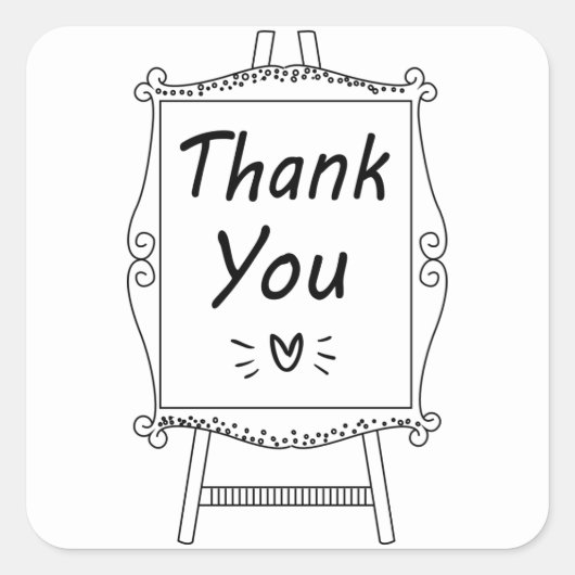 Zwart Wit Dank u Trouwfeest teken Vierkante Sticker (Voorkant)