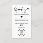 Zwart-wit dank u voor uw bestelling Kaarten Contactkaartje (Voorkant)