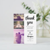 Zwart & Wit Dank u Wedding Photo Post Kaart (Staand voorkant)