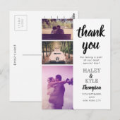 Zwart & Wit Dank u Wedding Photo Post Kaart (Voorkant / Achterkant)