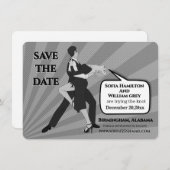 Zwart-wit dansend koppel slaat de datum op kaart (Voorkant / Achterkant)