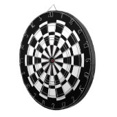 Zwart-wit dartboard dartbord (Voorkant Rechts)