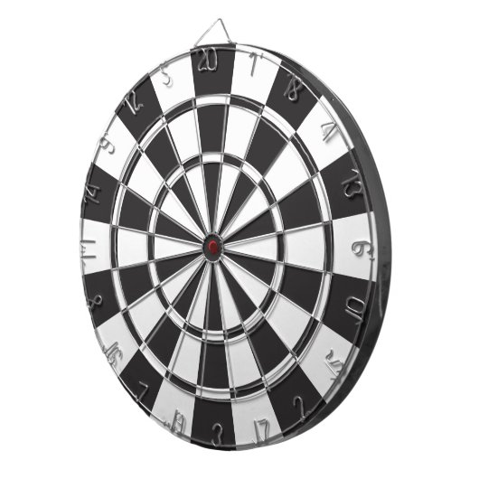Zwart wit dartboard dartbord (Voorkant Rechts)