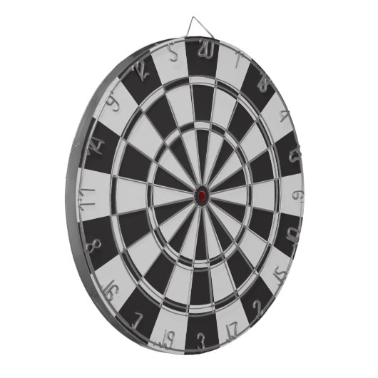Zwart wit dartboard dartbord (Voorkant Links)