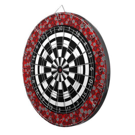 Zwart-wit dartboard dartbord (Voorkant Rechts)