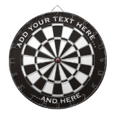 Zwart-wit dartboard met aangepaste tekst dartbord (Voorkant)