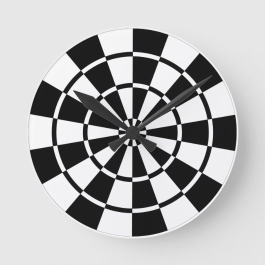 Zwart-wit dartboard ronde klok (Voorkant)