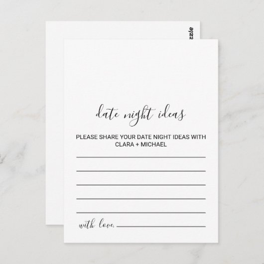 Zwart-wit Date Night Ideas Kaarten (Voorkant / Achterkant)