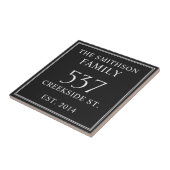 Zwart Wit Datum Vastgestelde Adres Huis Plaque Tegeltje (Zijkant)