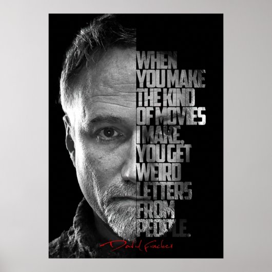 Zwart-wit David Fincher Quote Poster (Voorkant)