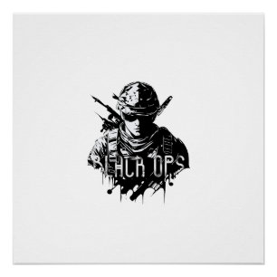 Zwart-wit De Black Ops Glossy Poster