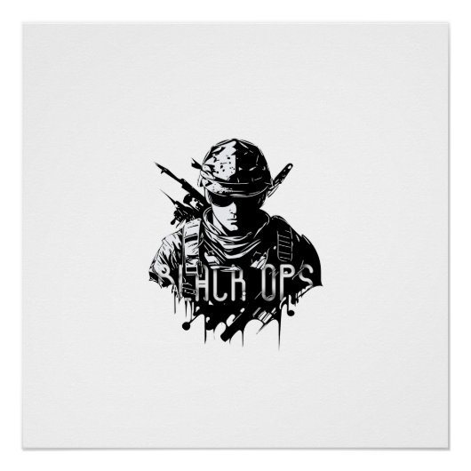 Zwart-wit De Black Ops Glossy Poster (Voorkant)