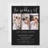 Zwart Wit De bruiloft van de foto Eenvoudige Minim Kaart (Voorkant)