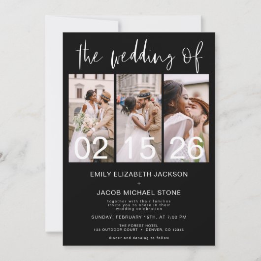 Zwart Wit De bruiloft van de foto Eenvoudige Minim Kaart (Voorkant)