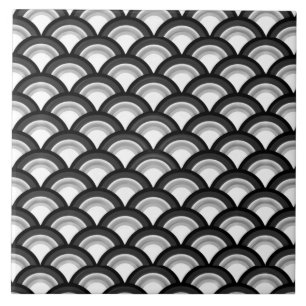 Zwart-wit de golfpatroon van het art deco - tegeltje