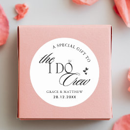Zwart-wit De I Do Crew Bruiloft Party Favor Ronde Sticker