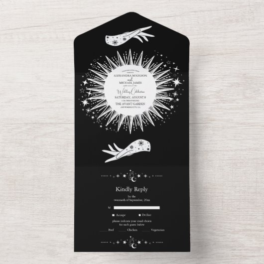 Zwart Wit De Liefhebbers Tarot Kaart Bruiloft (Binnen)