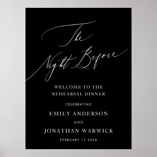 Zwart & Wit DE NACHT VOOR repetitie diner Poster (Voorkant)