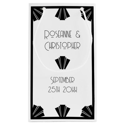 Zwart-wit deco-design bruiloft klein cadeauzakje (Achterkant)