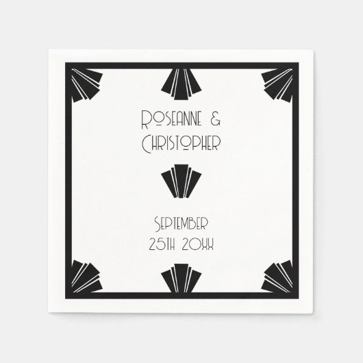 Zwart-wit deco-design bruiloft servet (Voorkant)