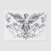 Zwart-wit deco-design Cherub-ontkoppeling Tissuepapier (Voorkant)