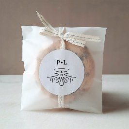Zwart-wit Deco | Elegant Monogram Huwelijk Ronde Sticker