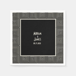  zwart-wit deco-geïnspireerd huwelijk servet