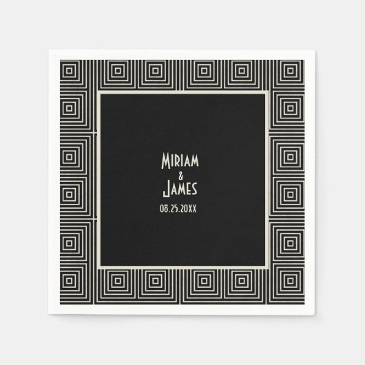  zwart-wit deco-geïnspireerd huwelijk servet (Voorkant)