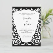  zwart-wit deco-huwelijk kaart (Staand voorkant)