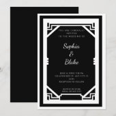  zwart-wit deco-huwelijk kaart (Voorkant / Achterkant)