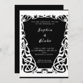zwart-wit deco-huwelijk kaart (Voorkant / Achterkant)
