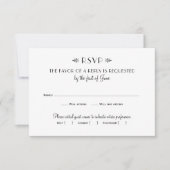  zwart-wit deco-huwelijk RSVP kaartje (Voorkant)