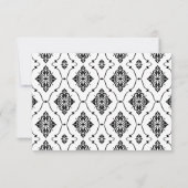  zwart-wit deco-huwelijk RSVP kaartje (Achterkant)