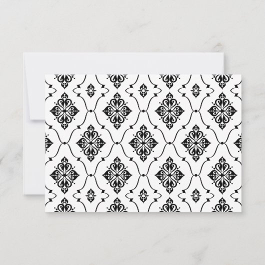 zwart-wit deco-huwelijk RSVP kaartje (Achterkant)