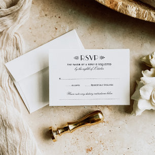 zwart-wit deco-huwelijk RSVP kaartje