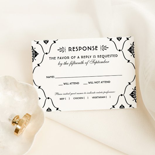  zwart-wit deco-huwelijk RSVP kaartje