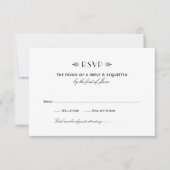 zwart-wit deco-huwelijk RSVP kaartje (Voorkant)