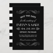  zwart-wit deco-huwelijk save the date (Voorkant / Achterkant)