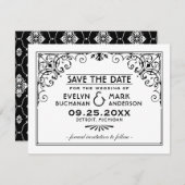  zwart-wit deco-huwelijk save the date (Voorkant / Achterkant)