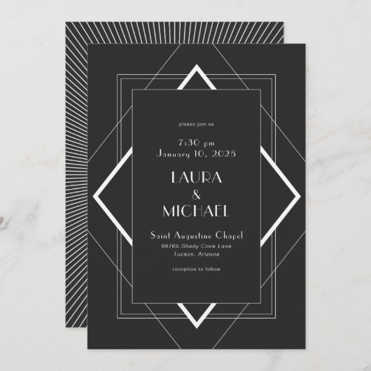 zwart wit deco kaart (Voorkant / Achterkant)