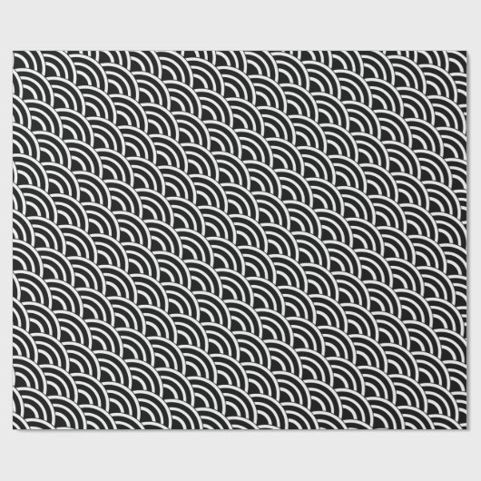 Zwart-wit deco kleine ventilatorschalen cadeaupapier (Vlak)