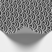 Zwart-wit deco kleine ventilatorschalen cadeaupapier (Hoek)