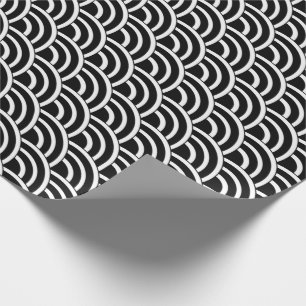 Zwart-wit deco kleine ventilatorschalen cadeaupapier