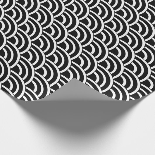 Zwart-wit deco kleine ventilatorschalen cadeaupapier (Hoek)