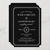Zwart-wit deco-monogram voor kunst Opslaan Datum Save The Date (Voorkant / Achterkant)