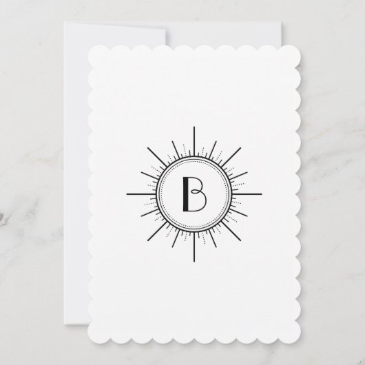 Zwart-wit deco-monogram voor kunst Opslaan Datum Save The Date (Achterkant)